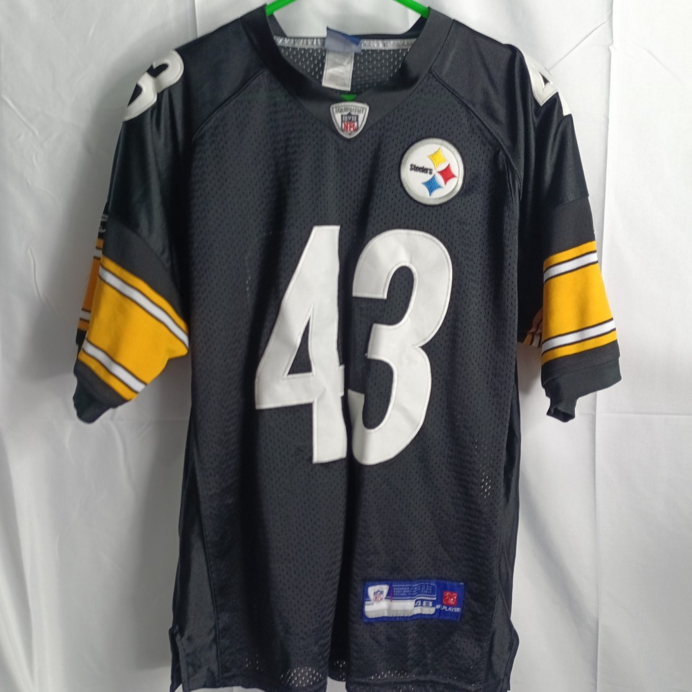 Reebok NFL Pittsburgh Steelers Troy Polamalu 43 Stitched Jersey Mens 48 Black